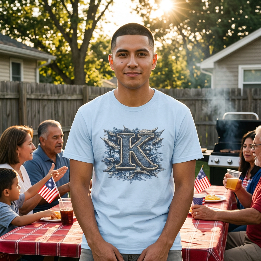 Letter K Vintage Ice Monogram T-Shirt