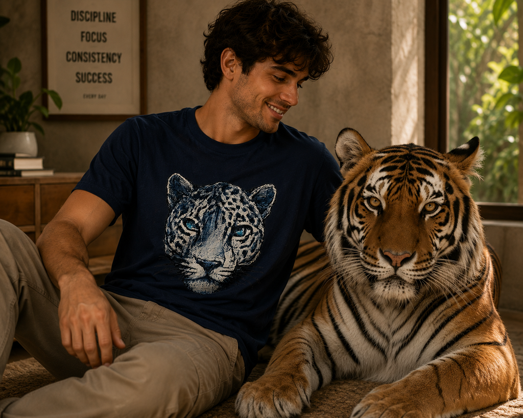 Leopard Face T-Shirt — Realistic Blue-Eyed Big Cat Graphic Tee