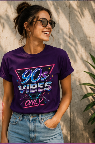90s Vibes T-Shirt — Retro Neon Graphic Tee