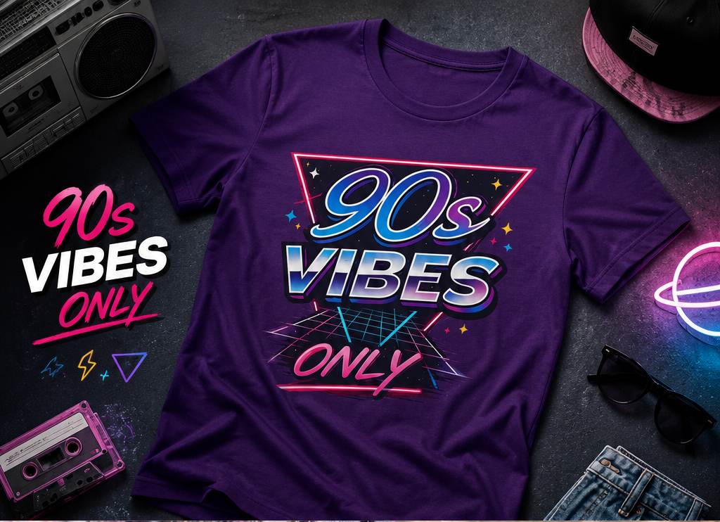 90s Vibes T-Shirt — Retro Neon Graphic Tee