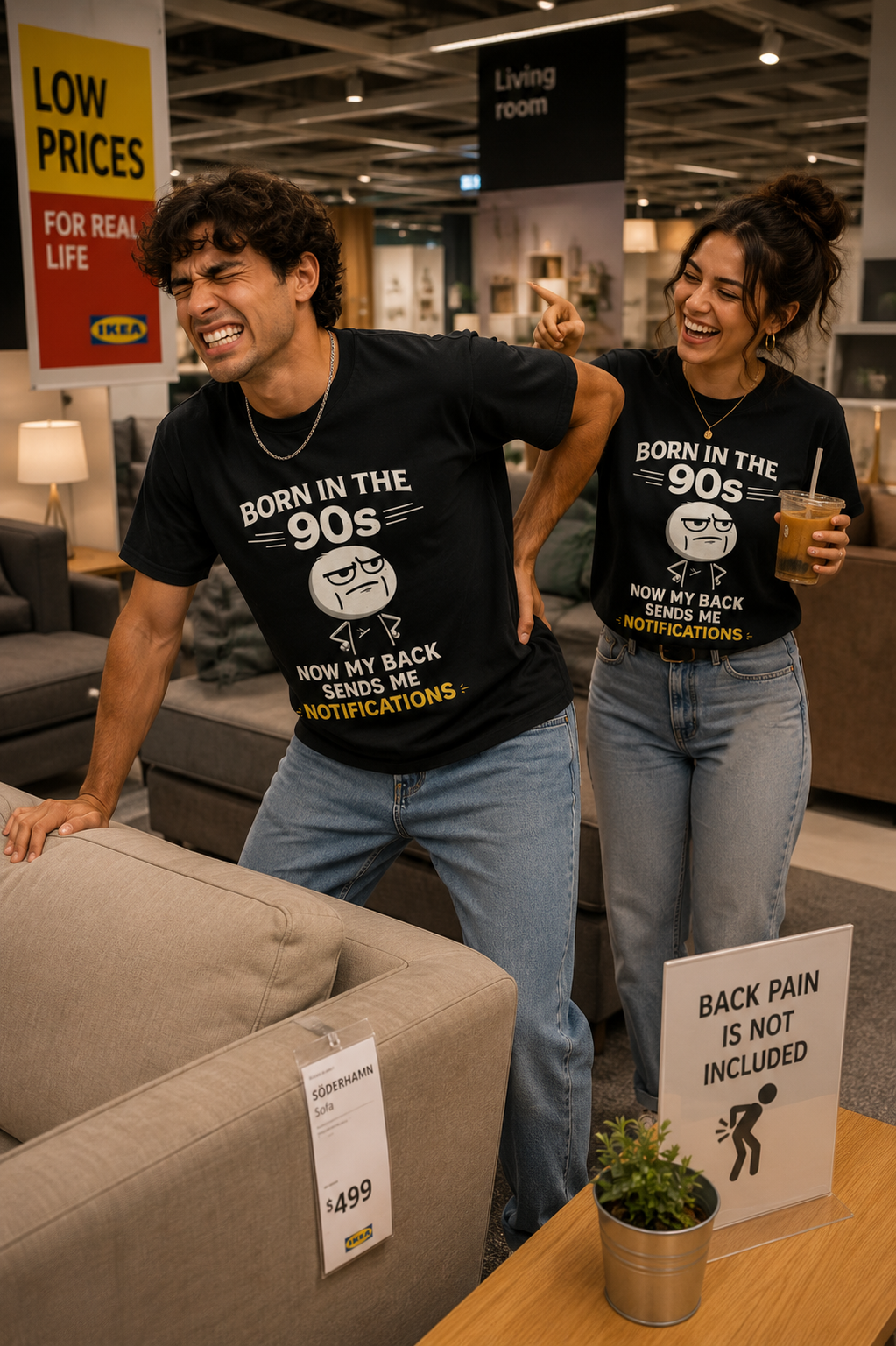 Born in the 90s T‑Shirt — Retro Meme Tee ("Now My Back Sends Me Notifications")