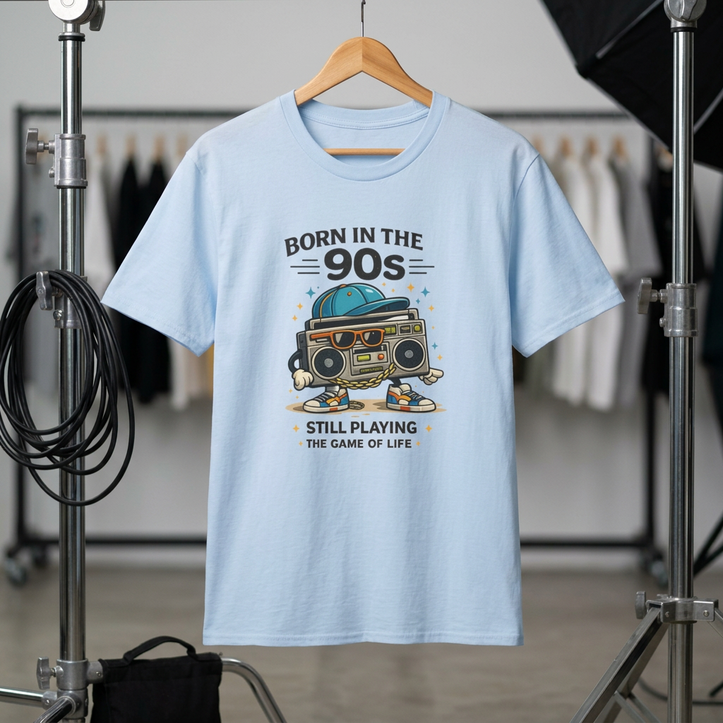 Born in the 90s T‑Shirt — Retro Boombox & Cap Vintage 90s Graphic Tee