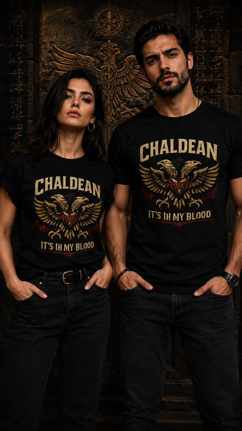 Chaldean Heritage T‑Shirt — "Chaldean It's In My Blood" Patriotic Eagle Tee