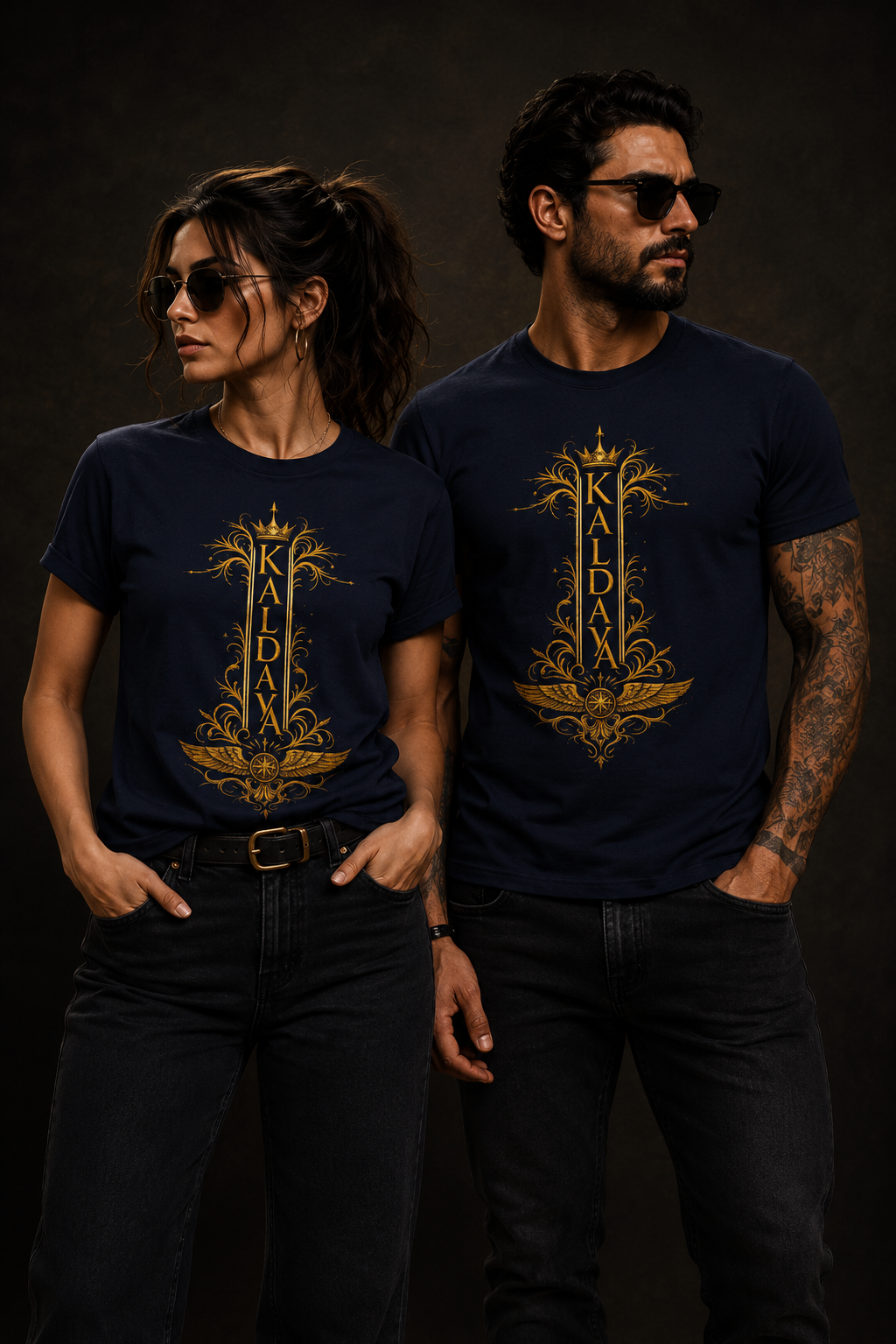 Kailani Vertical Gold Crown T-Shirt — Personalized Tropical Name Tee