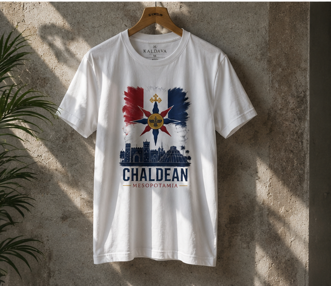 Chaldean Heritage T-Shirt — Mesopotamia Cross Flag Design