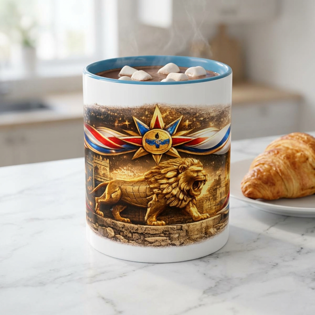 Golden Lion Emblem Accent Coffee Mug (11oz)