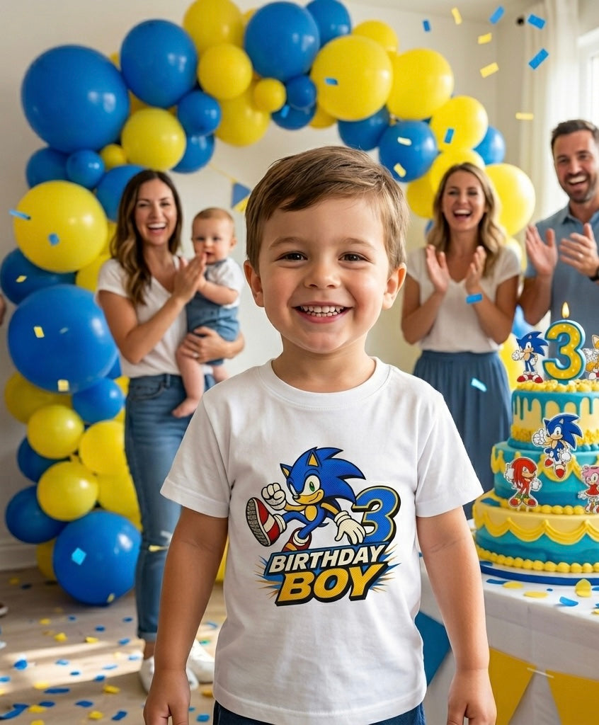 3rd Birthday Boy Toddler Tee – Sonic Style Birthday Shirt
