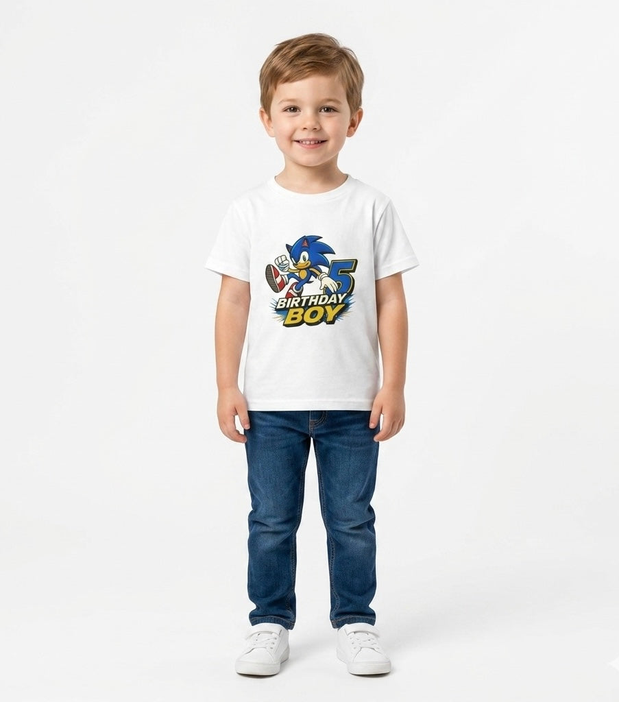 5th Birthday Boy Toddler Tee — SONIC 5 Birthday Shirt