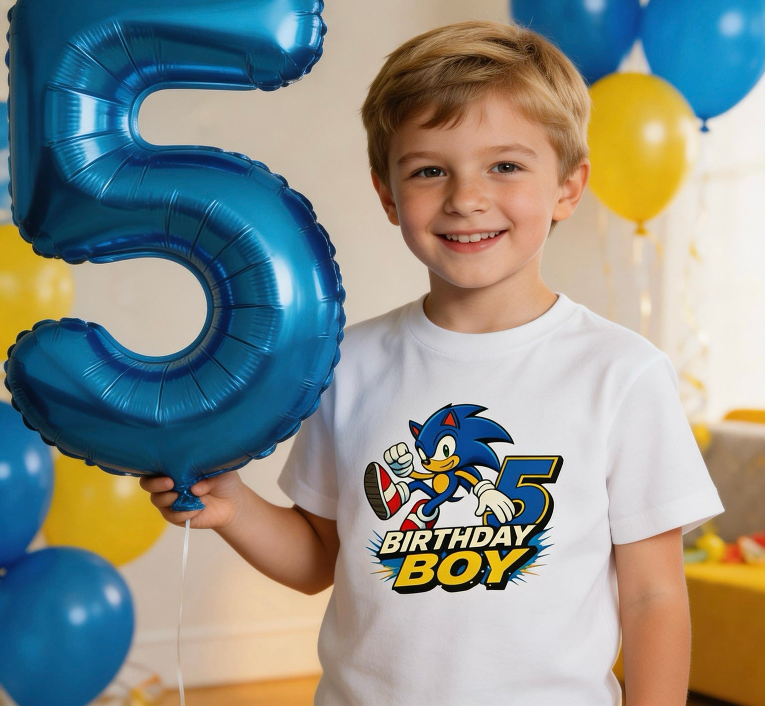 5th Birthday Boy Toddler Tee — SONIC 5 Birthday Shirt