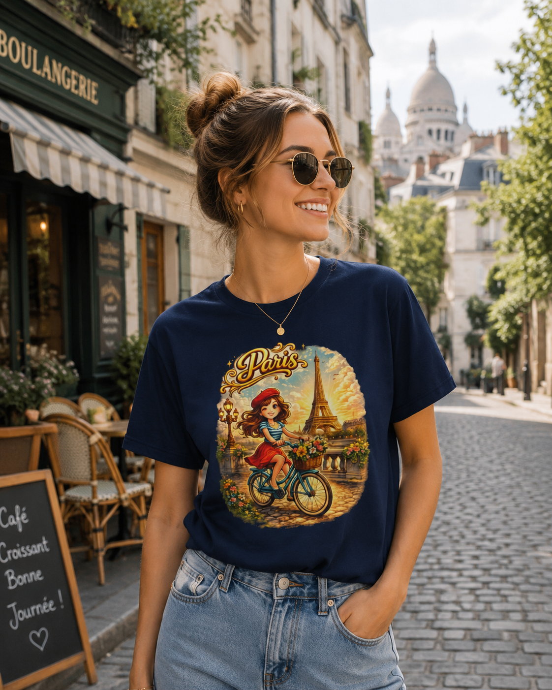Paris Retro Bicycle T-Shirt — Vintage Eiffel Tower Travel Tee