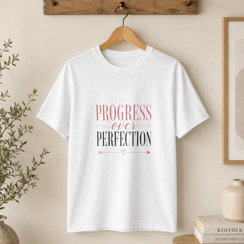 Progress Over Perfection T-Shirt — Inspirational Self-Love Tee