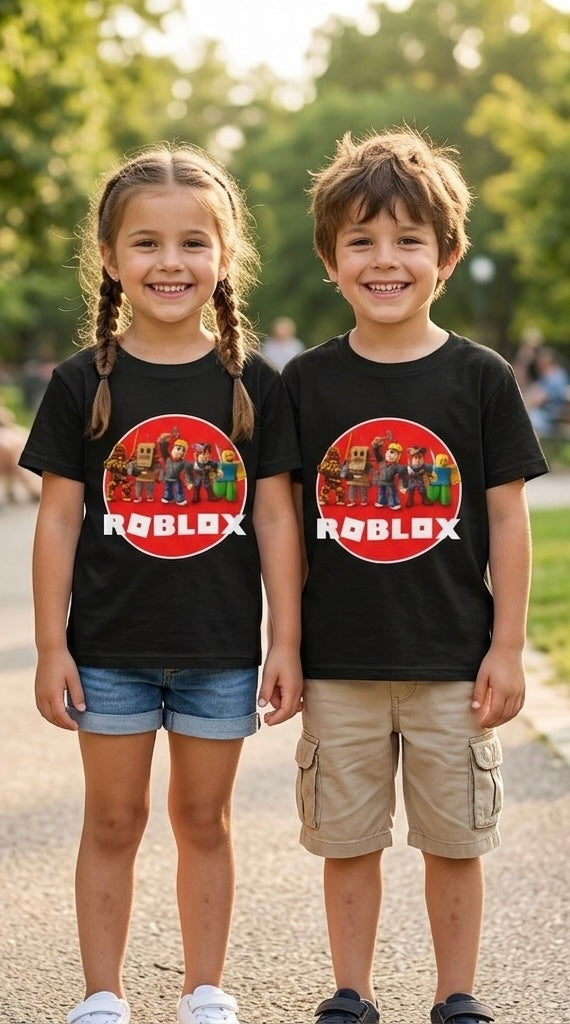 Kids Roblox Logo T‑Shirt — Gamer Graphic Tee for Boys & Girls