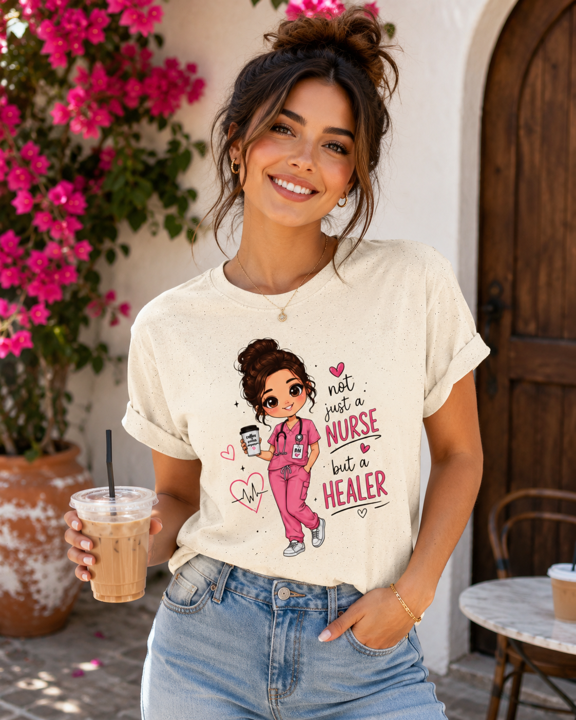 Nurse Illustration T-Shirt — "Not Just a Nurse, a Healer" Cute Medical Gift