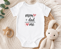 Infant Bodysuit — "Mom + Dad = Me" Heart Baby One-Piece