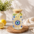 Evil Eye Hamsa 16oz Sipper Glass – Protective Tumbler with Straw