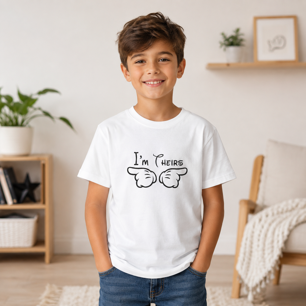 Youth Tee “I’m Theirs” Pointing Hands Cute Kids Graphic Shirt