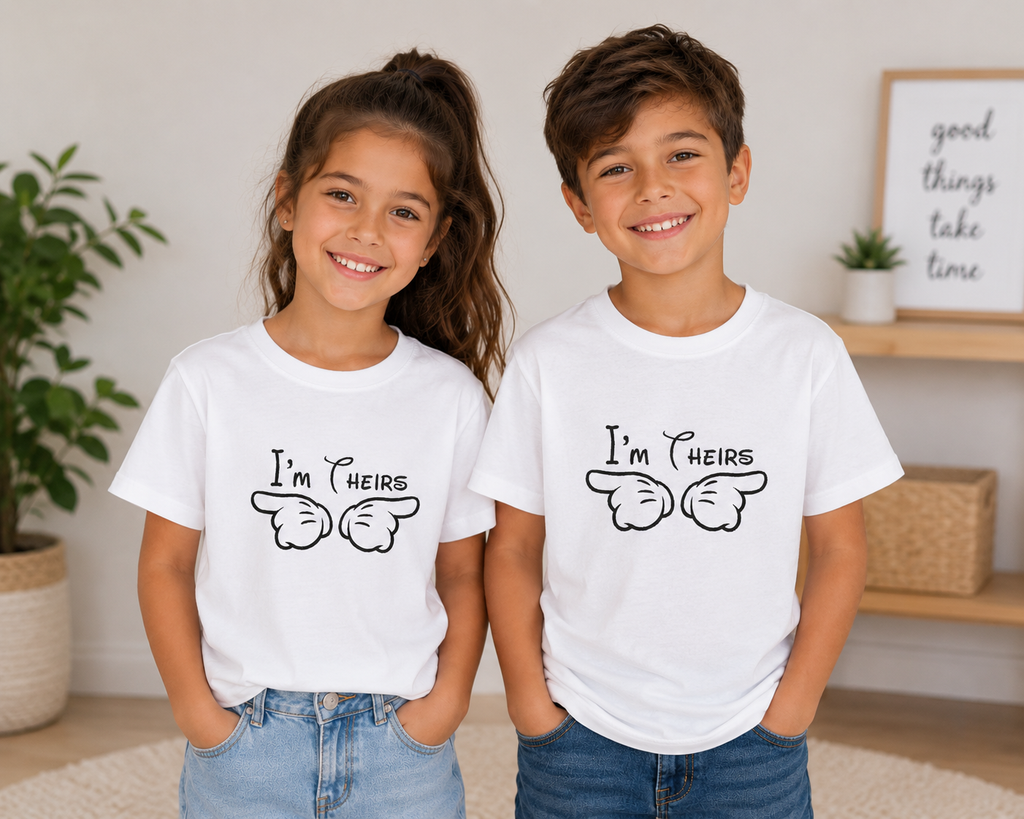 Youth Tee “I’m Theirs” Pointing Hands Cute Kids Graphic Shirt