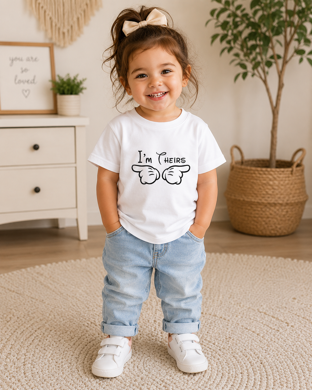 Toddler Tee - "I'm Theirs" Pointing Hands Cute Baby Shirt