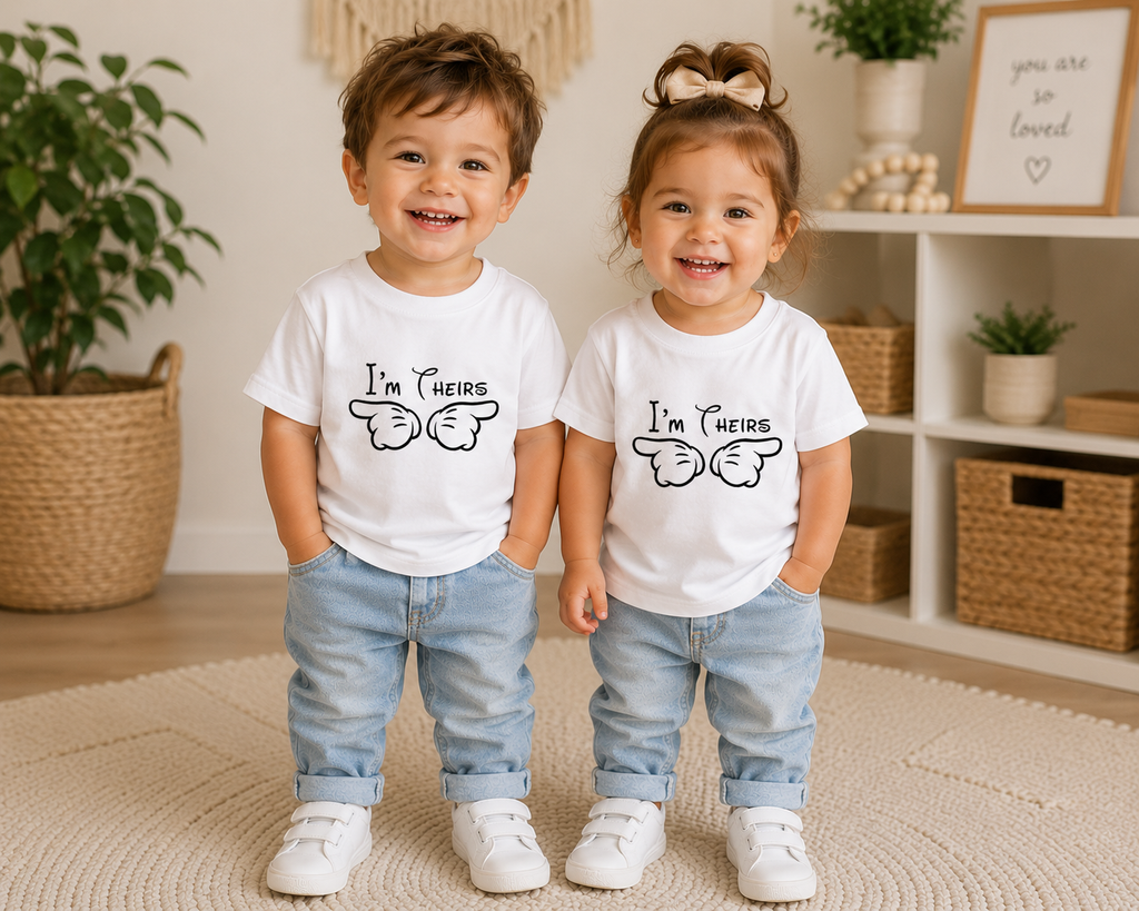 Toddler Tee - "I'm Theirs" Pointing Hands Cute Baby Shirt