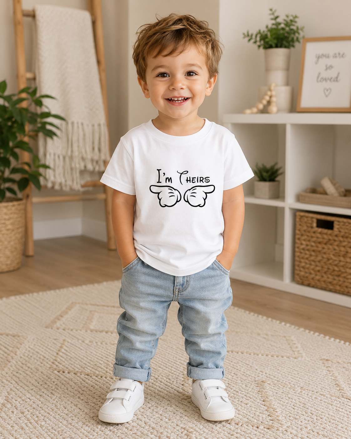 Toddler Tee - "I'm Theirs" Pointing Hands Cute Baby Shirt