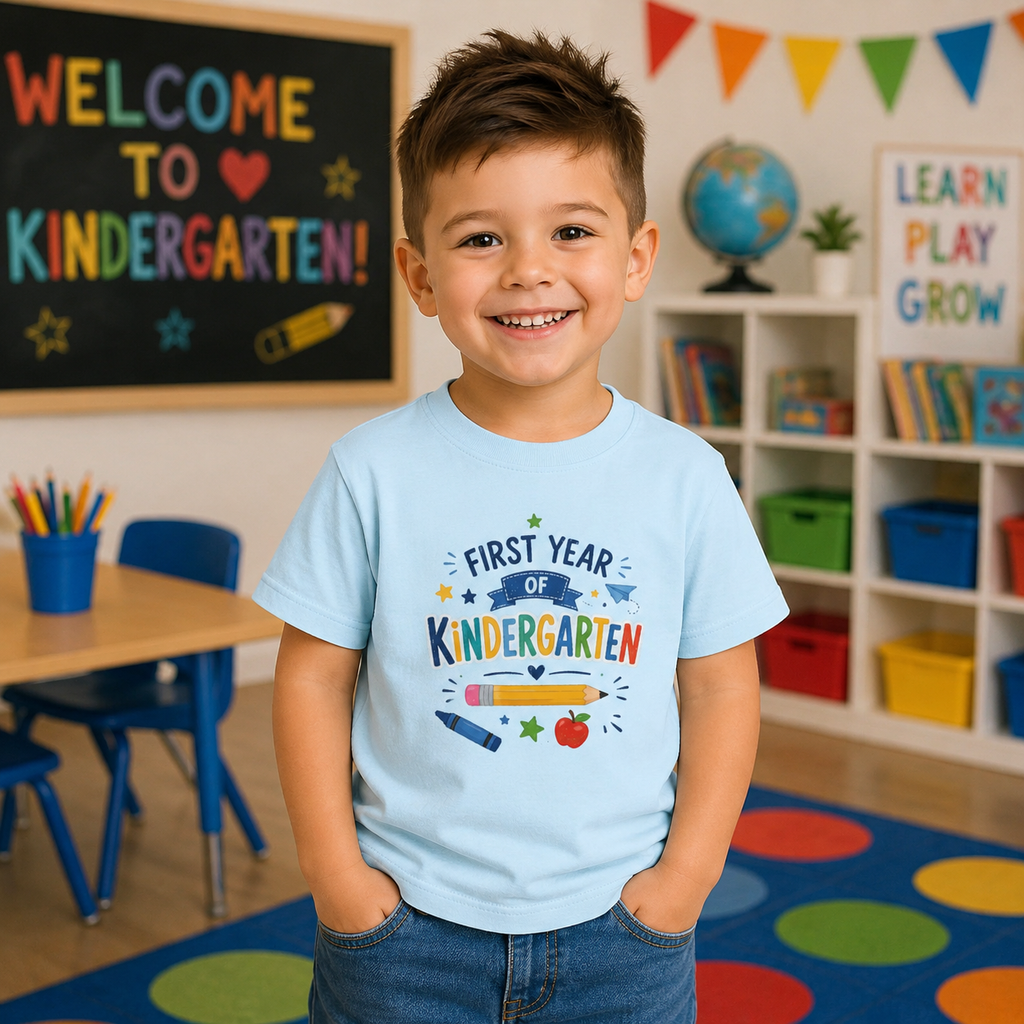 First Year of Kindergarten Youth Tee – Back-to-School Kids Shirt