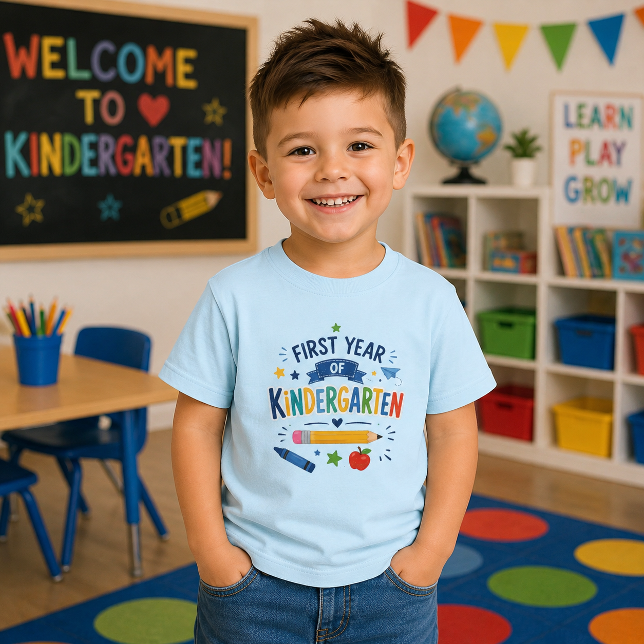 First Year of Kindergarten Youth Tee – Back-to-School Kids Shirt