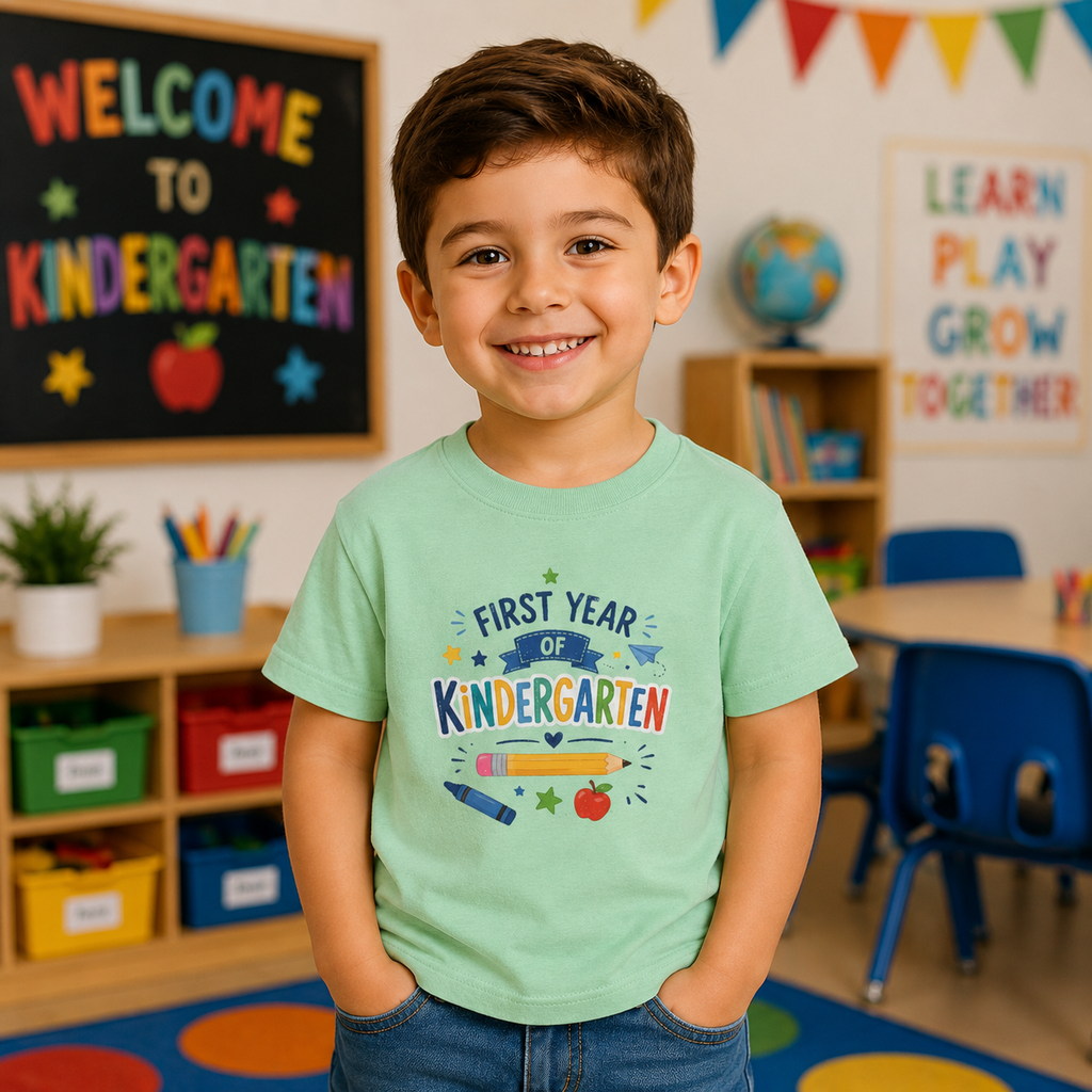 First Year of Kindergarten Youth Tee – Back-to-School Kids Shirt