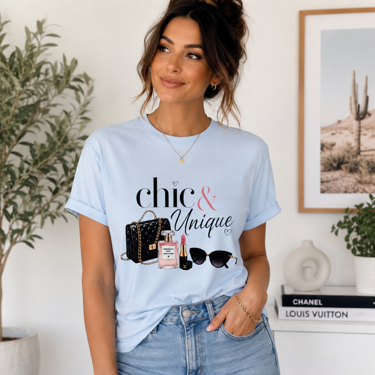Chic & Unique Graphic Tee — Fashionable Accessories Print