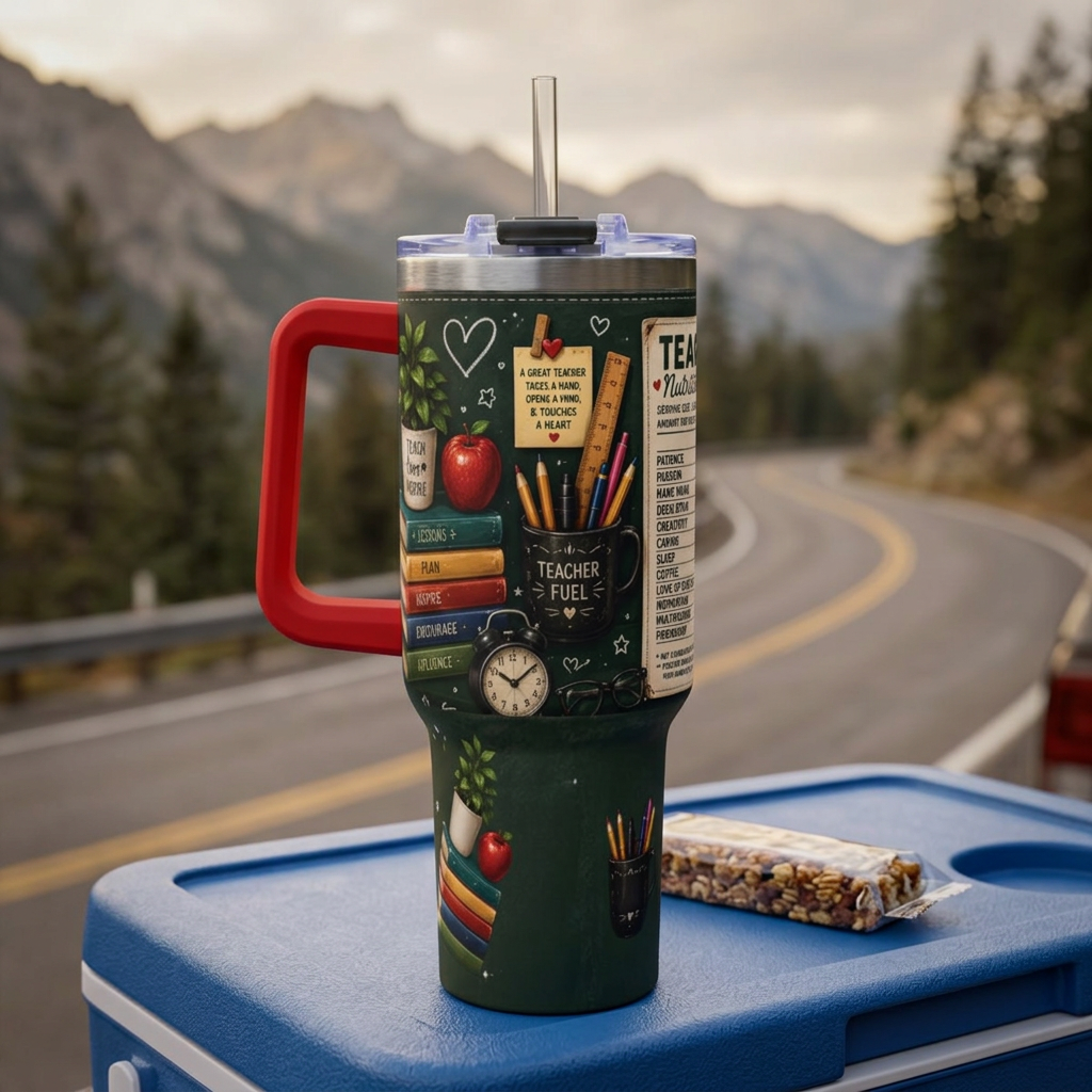 Teacher Nutrition Facts 40oz Vacuum Tumbler — Insulated Teacher Coffee Cup