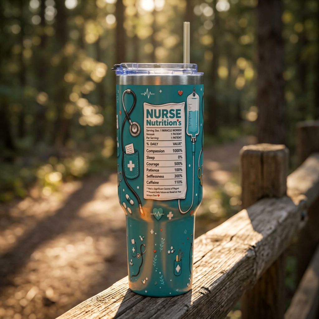 Nurse Nutrition 40oz Vacuum Tumbler – Medical Tools Pattern Insulated Travel Mug