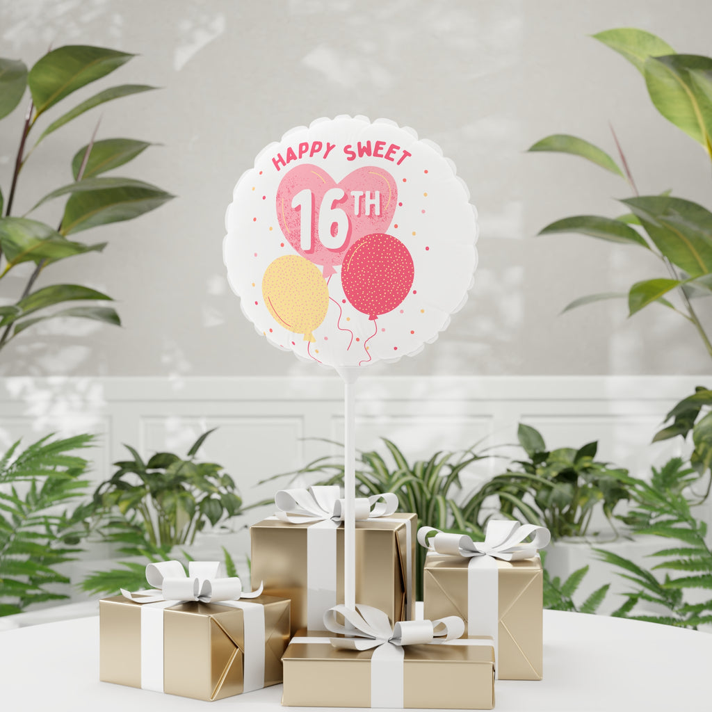 16th Birthday Balloon – Happy Sweet 16 Foil Party Balloon (11")