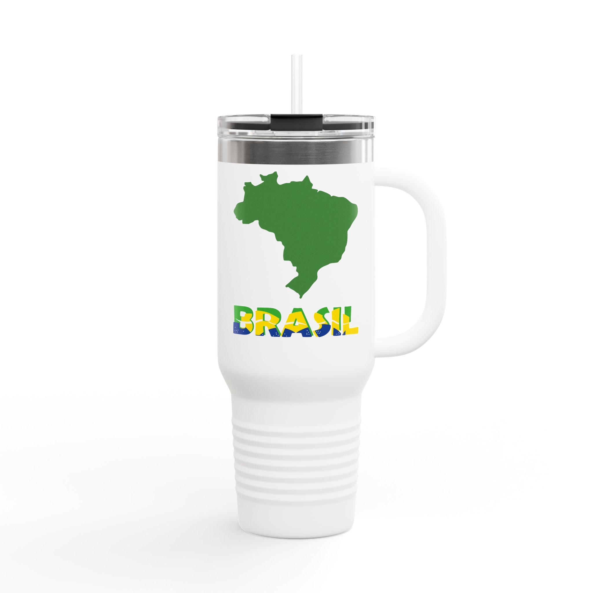 Brazil Map 40oz Insulated Travel Mug - Brazil Pride Stainless Tumbler