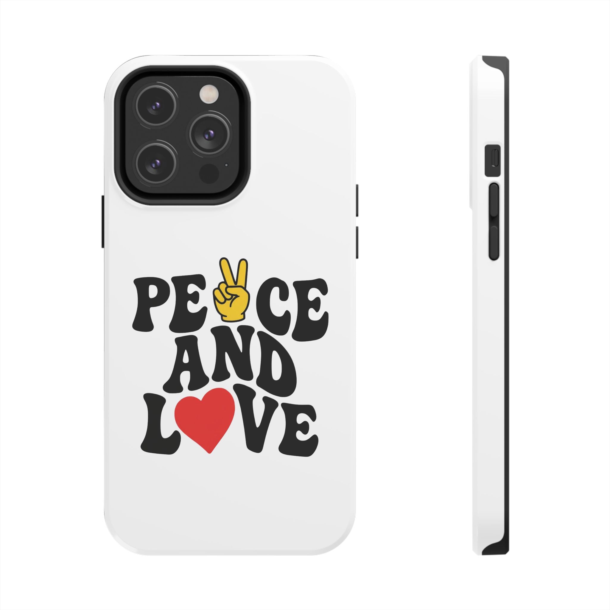 Peace and Love Tough Phone Case — Retro Peace Sign & Heart Protective Cover