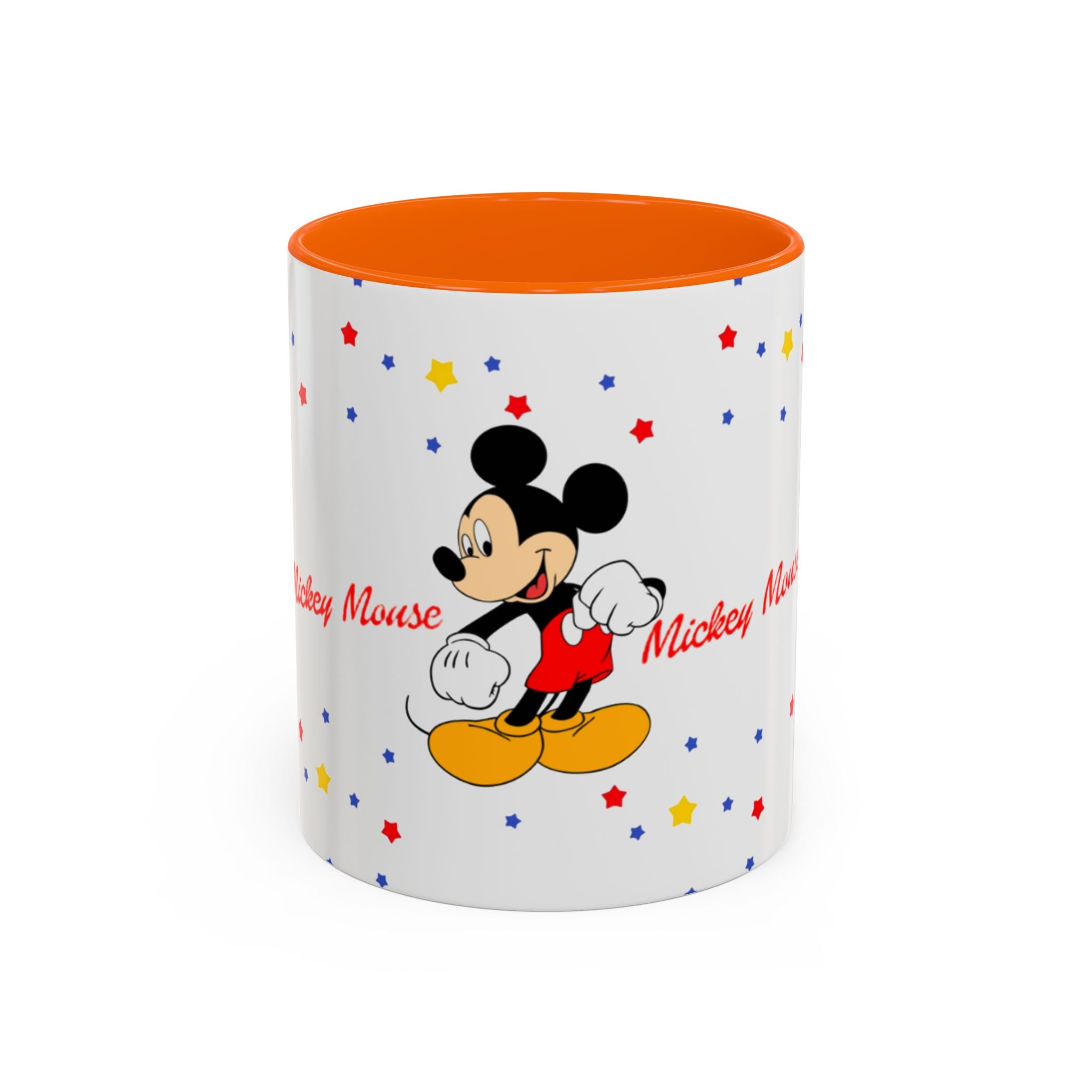 Mickey Mouse Accent Coffee Mug — Retro Cartoon Stars Design (11oz)