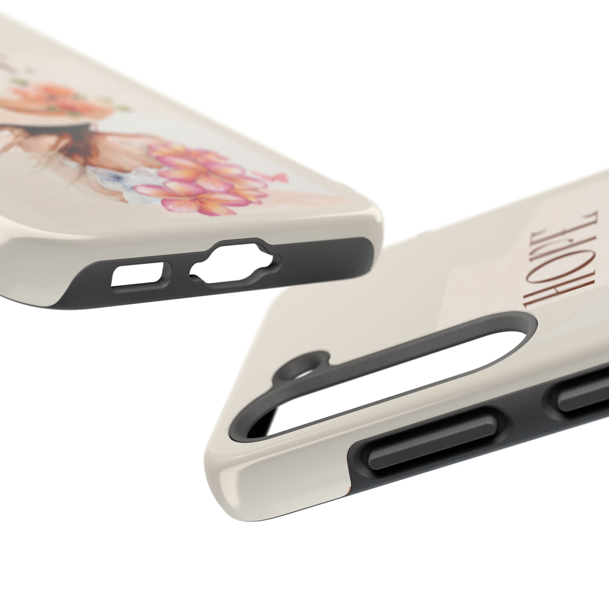 Hope Floral Tough Phone Case — Protective iPhone Case with Watercolor Girl & Flowers