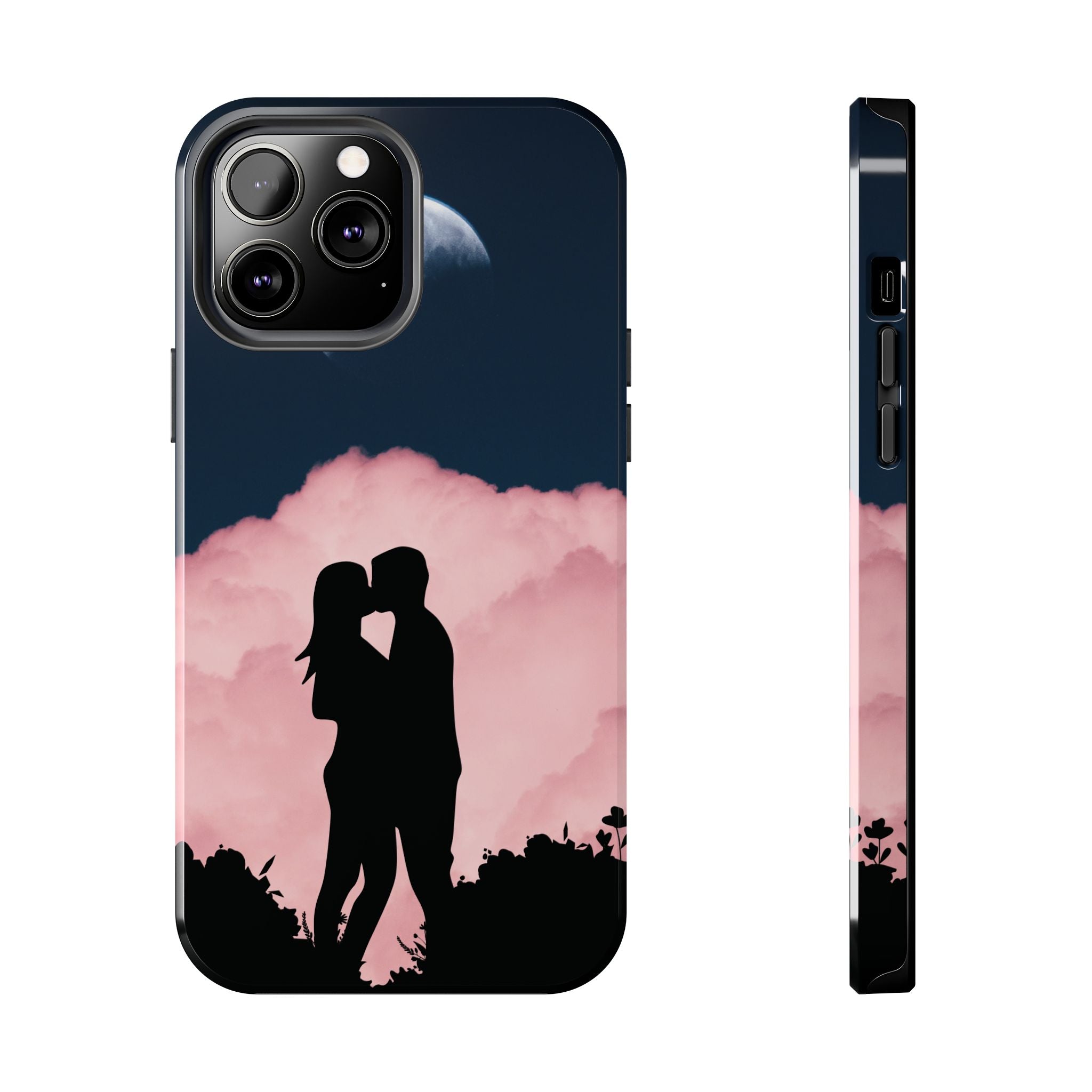 Tough Phone Case — Romantic Couple Silhouette with Moon & Pink Cloud