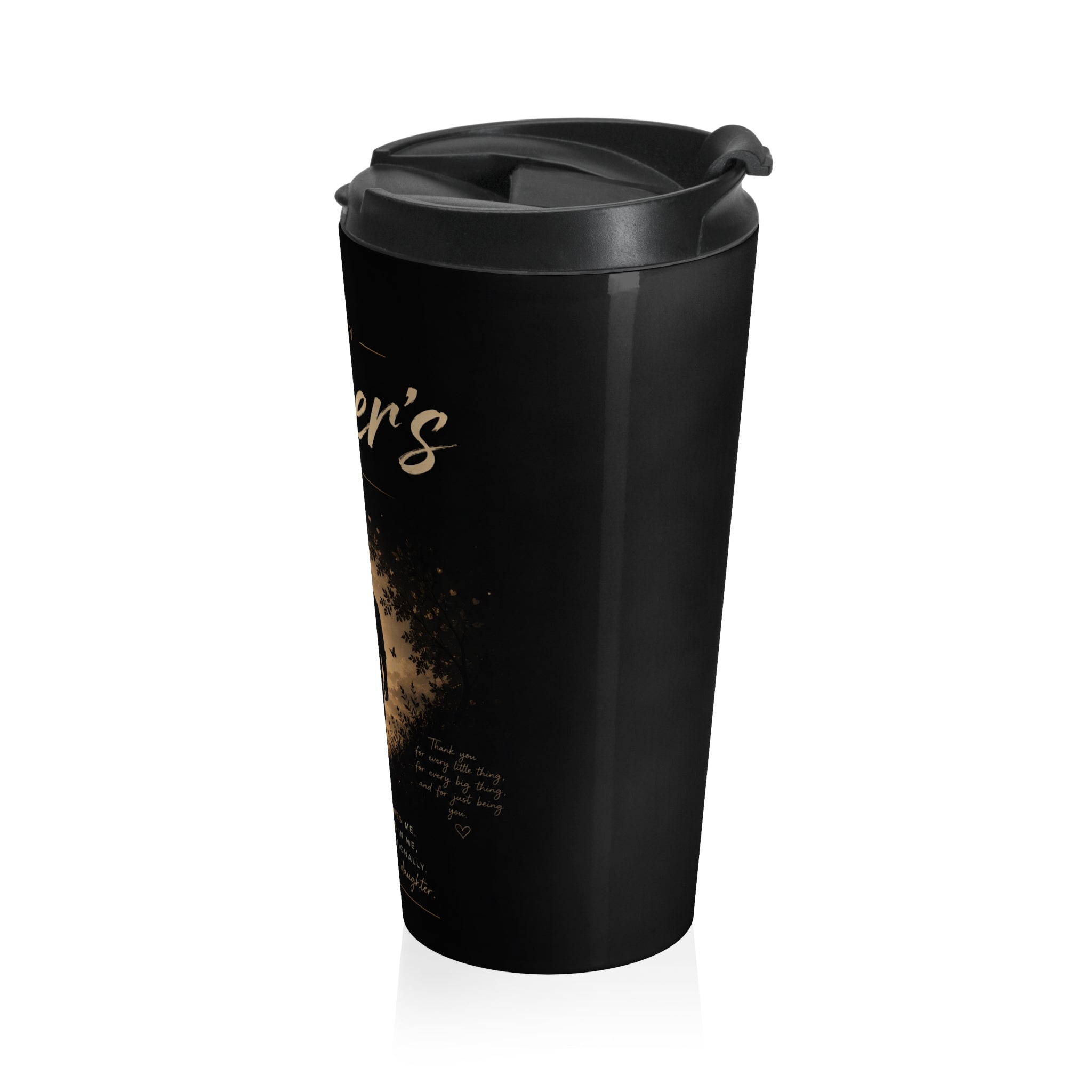 Father's Day Stainless Steel Travel Mug — 'Happy Father's Day' Silhouette Travel Tumbler