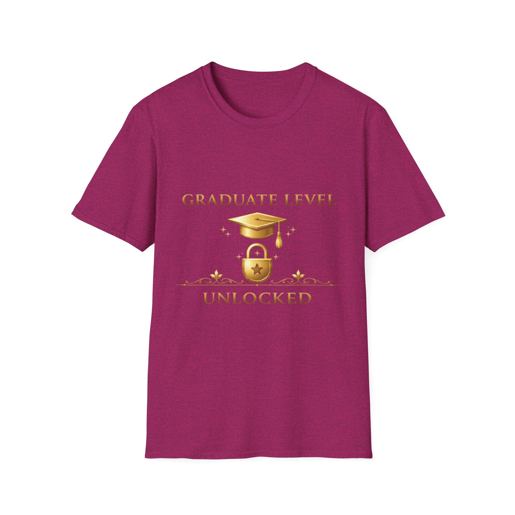 Graduate Level Unlocked T-Shirt — Graduation Cap & Lock Celebration Tee