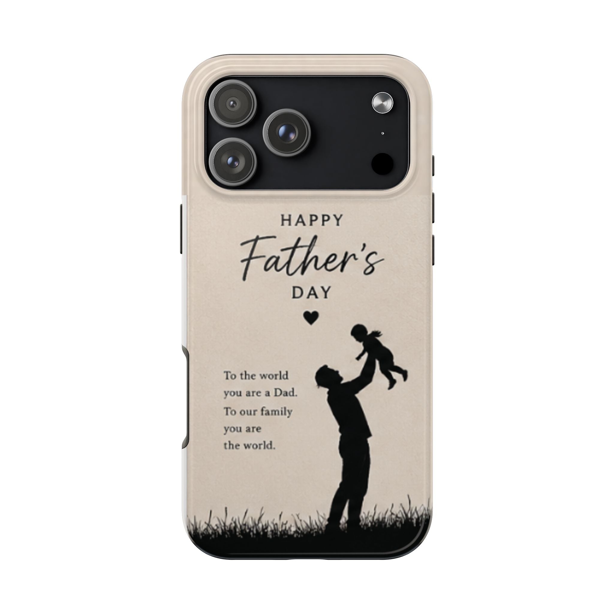 Father's Day Tough Phone Case — "Happy Father's Day" Silhouette Dad & Child Protective Cover
