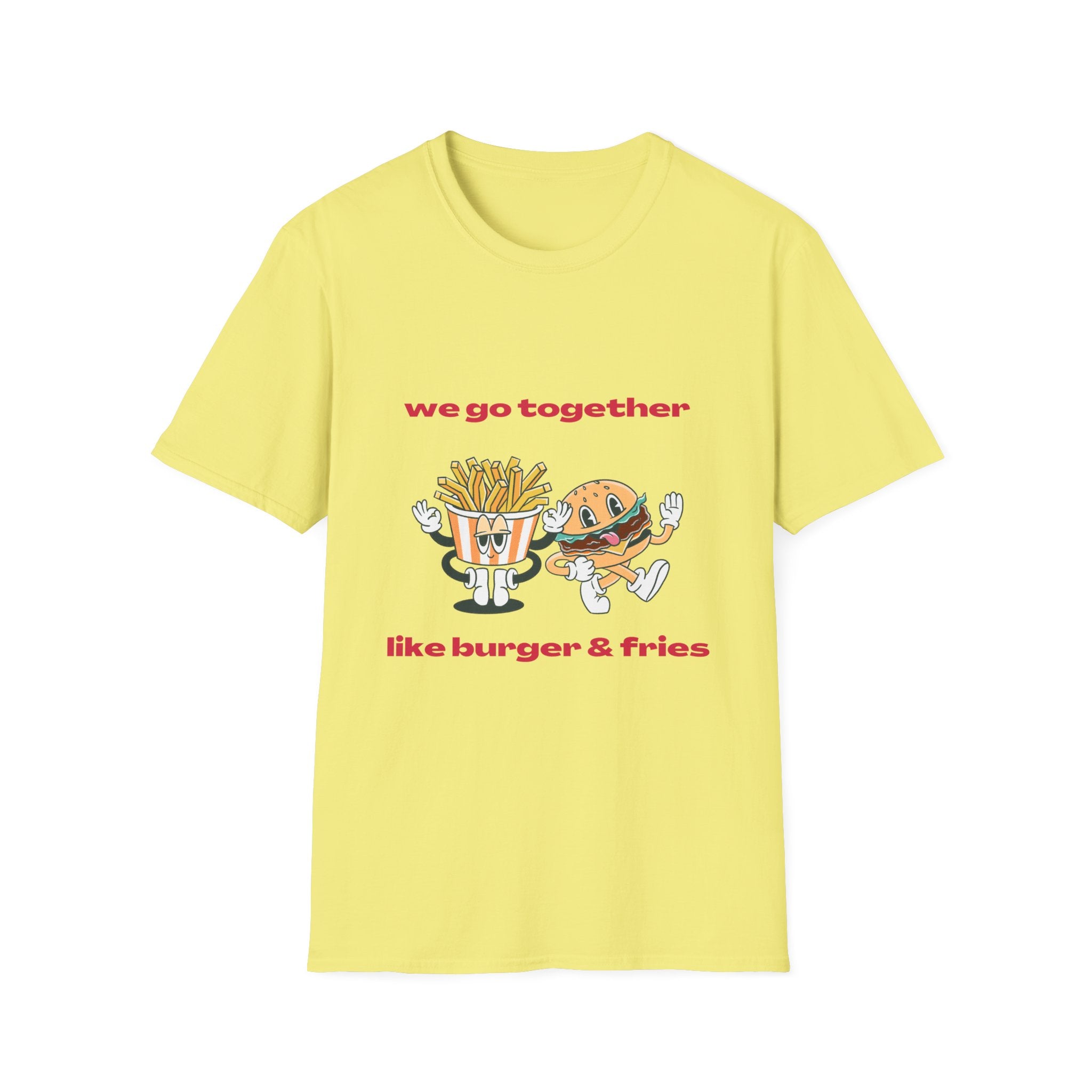 Burger & Fries Graphic T-Shirt — "We Go Together" Cute Matching Tee