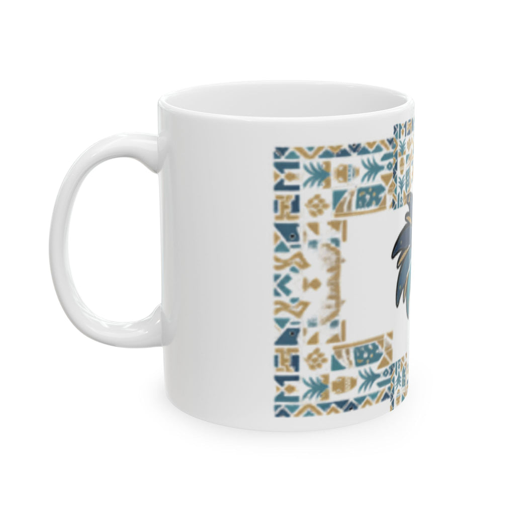 Blue Palm Tree Mosaic Ceramic Mug – Coastal Boho 11oz/15oz Coffee Cup