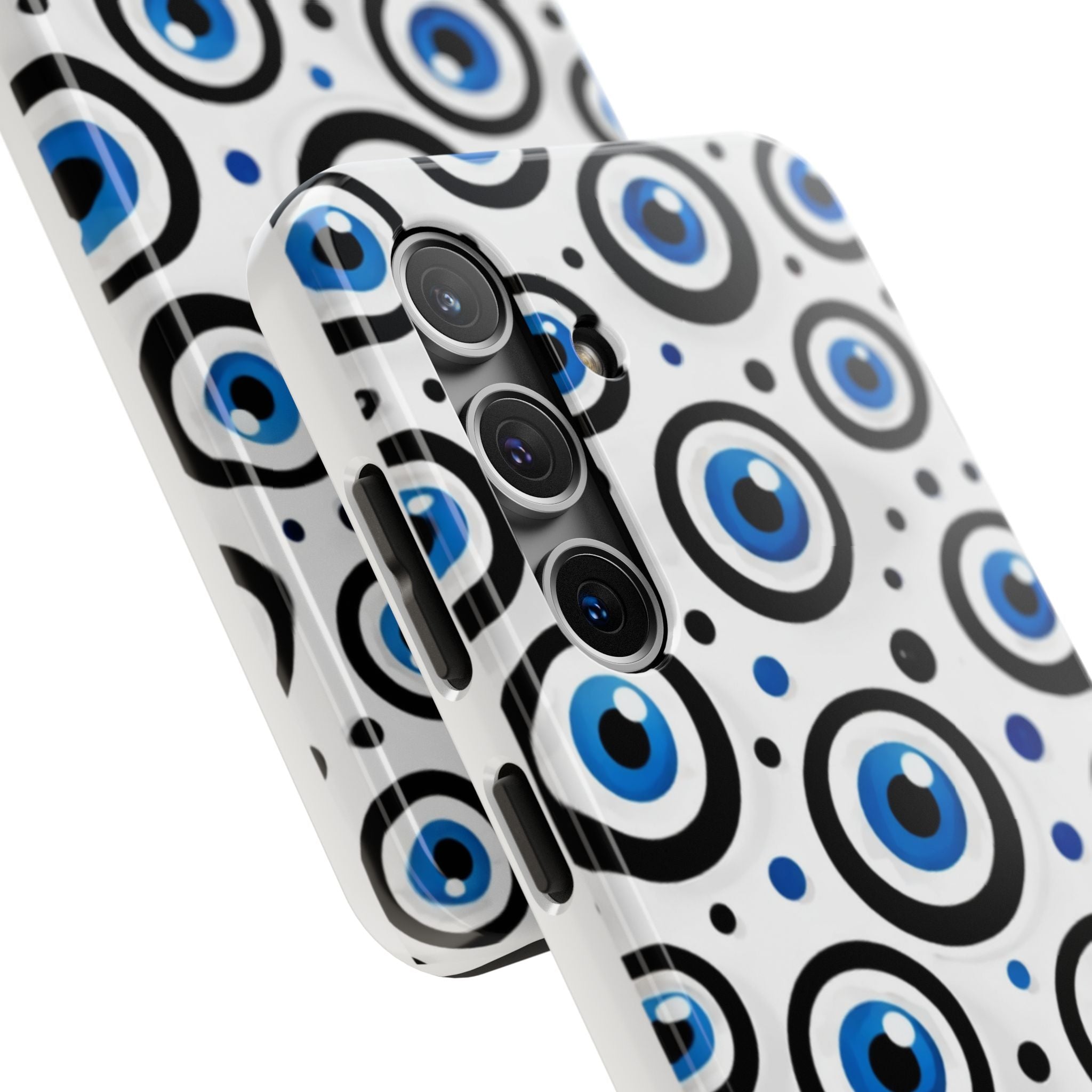 Blue Evil Eye Pattern Tough Phone Case — Protective Ceramic Nazar Design