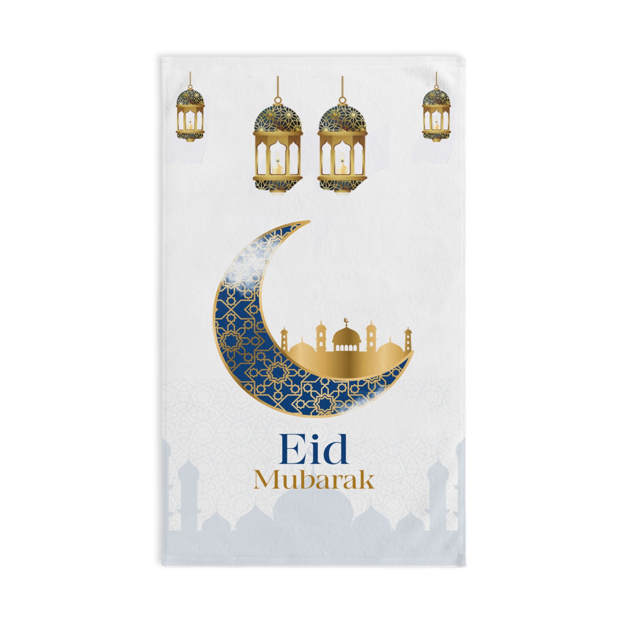 Eid Mubarak Crescent Moon Hand Towel – Ramadan & Eid Decorative Kitchen Towel