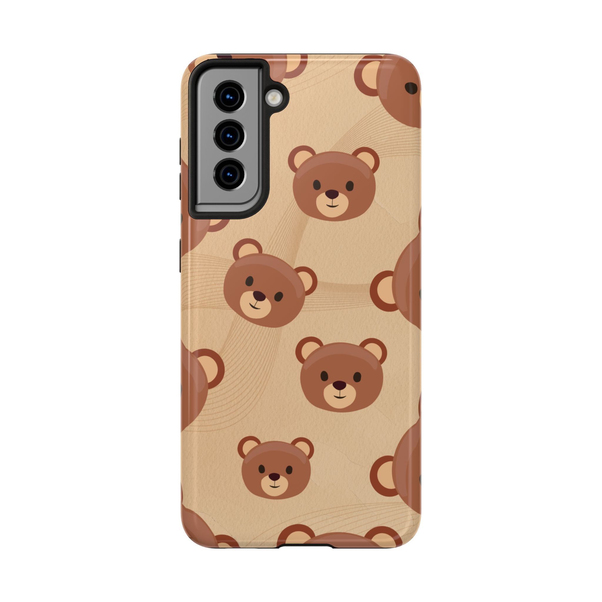 Bear Pattern Tough Phone Case — Cute Brown Bear Protective Phone Cover