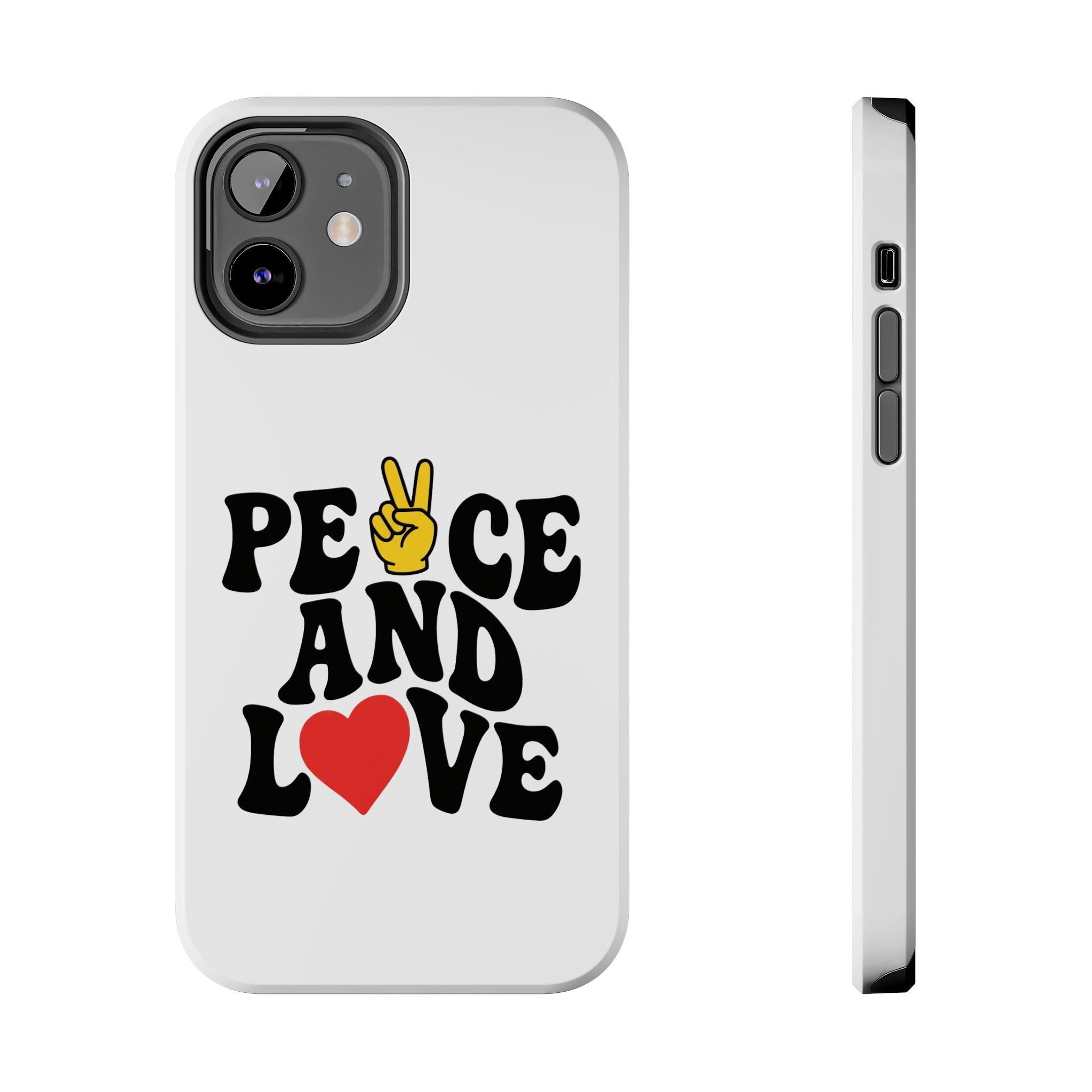Peace and Love Tough Phone Case — Retro Peace Sign & Heart Protective Cover
