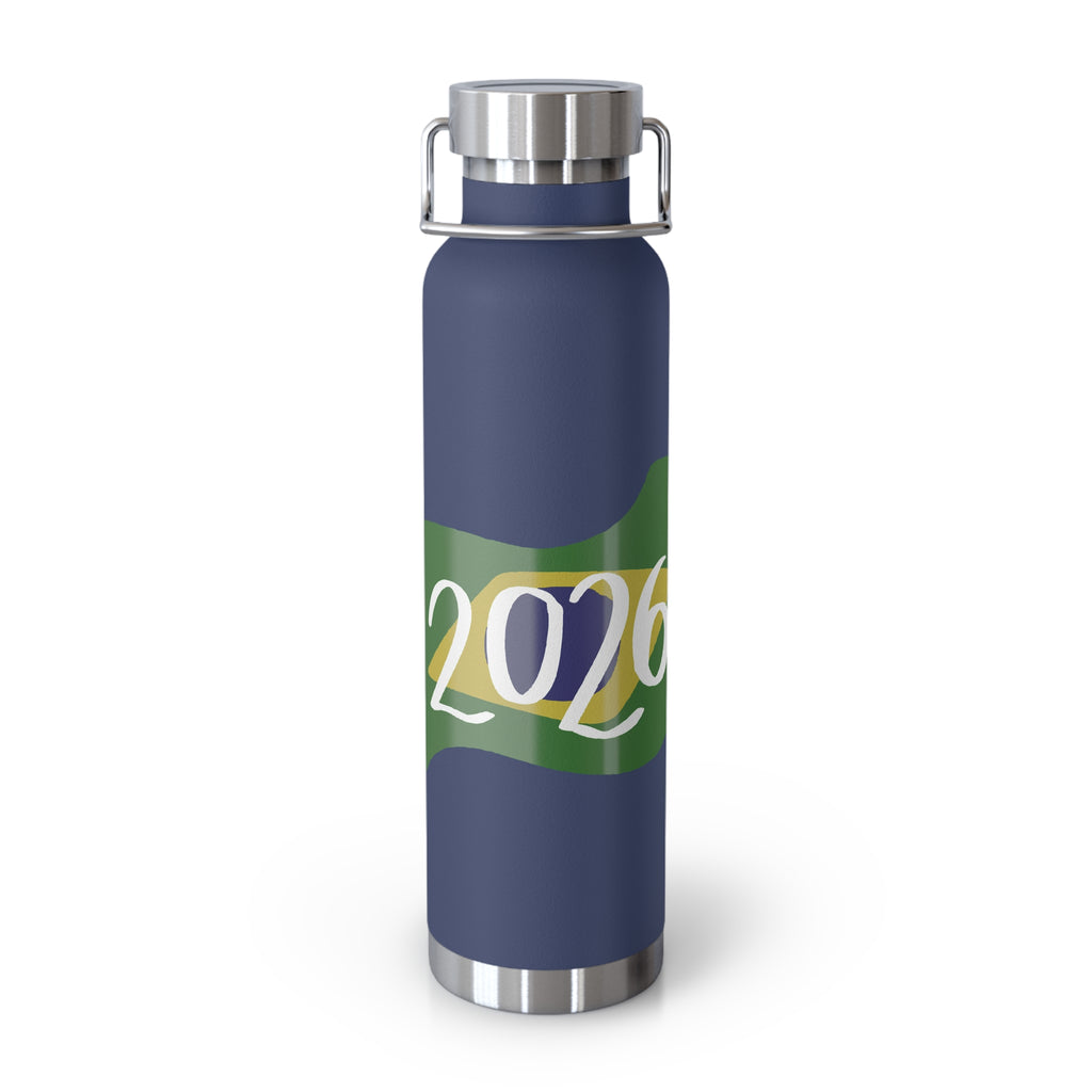 Brazil 2026 Insulated Water Bottle — 22oz Copper Vacuum Bottle