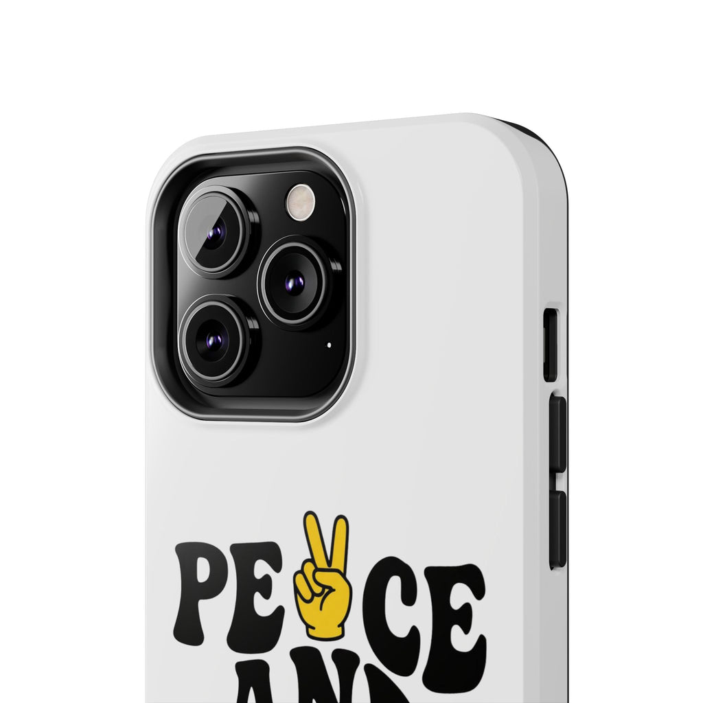 Peace and Love Tough Phone Case — Retro Peace Sign & Heart Protective Cover