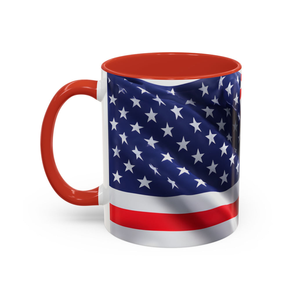 American Flag Accent Coffee Mug — Patriotic USA Stars & Stripes Ceramic Mug (11/15oz)