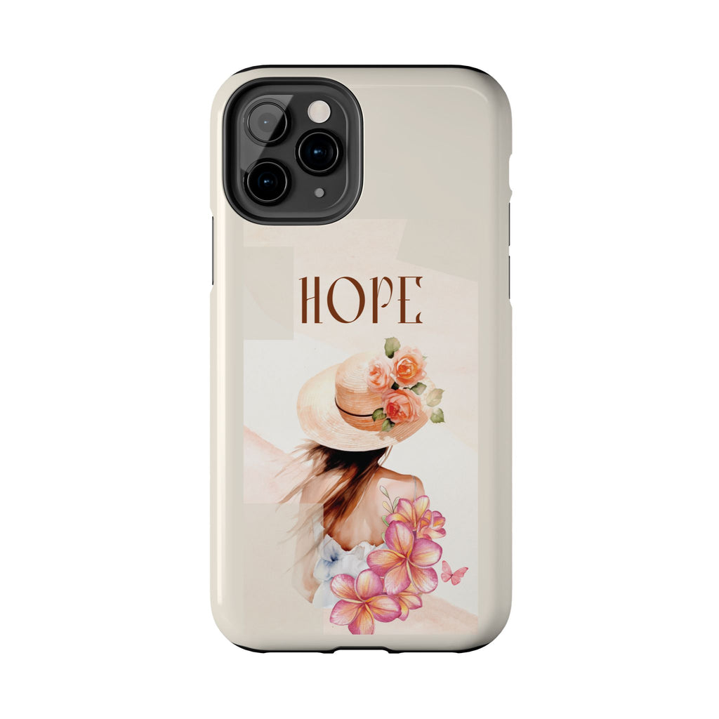 Hope Floral Tough Phone Case — Protective iPhone Case with Watercolor Girl & Flowers