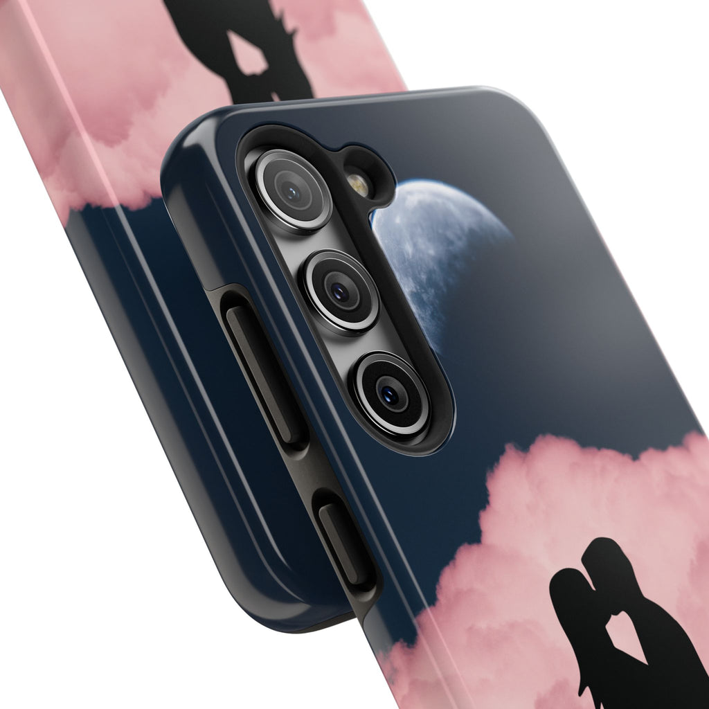 Tough Phone Case — Romantic Couple Silhouette with Moon & Pink Cloud